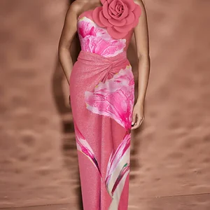 3D Floral Pink Print Swimsuit Set