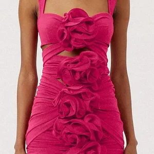 3D Floral Cutout Strappy Swimsuit Set