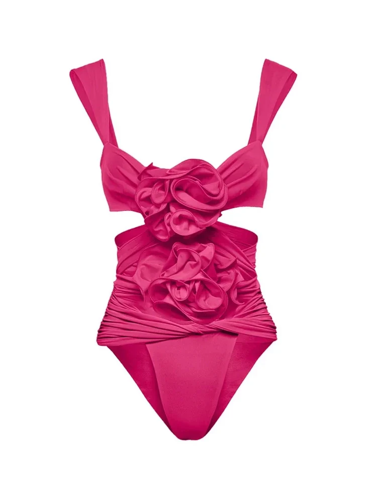 3D Floral Cutout Strappy Swimsuit Set - Image 5