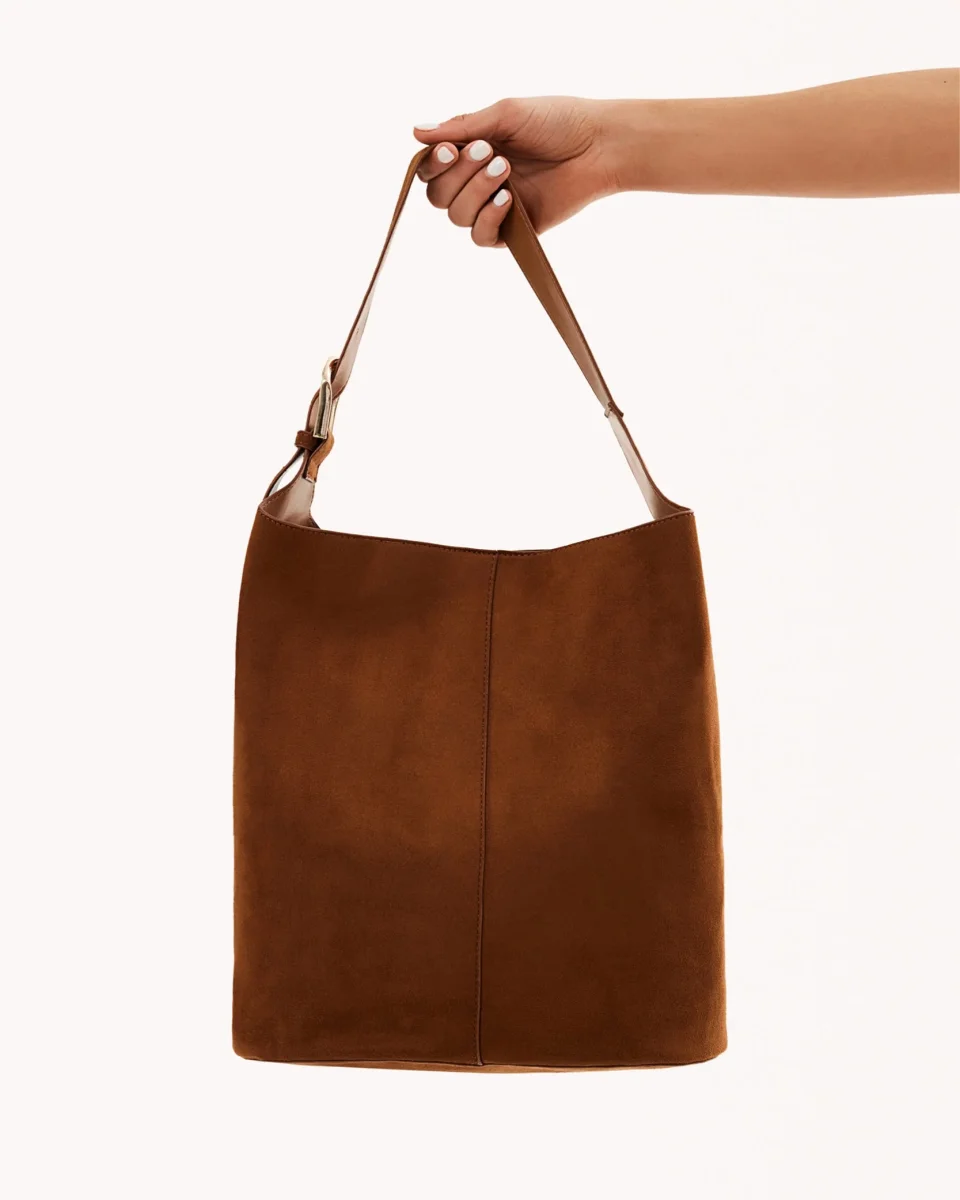 Cali Suede Beige Shoulder Bag - Image 4