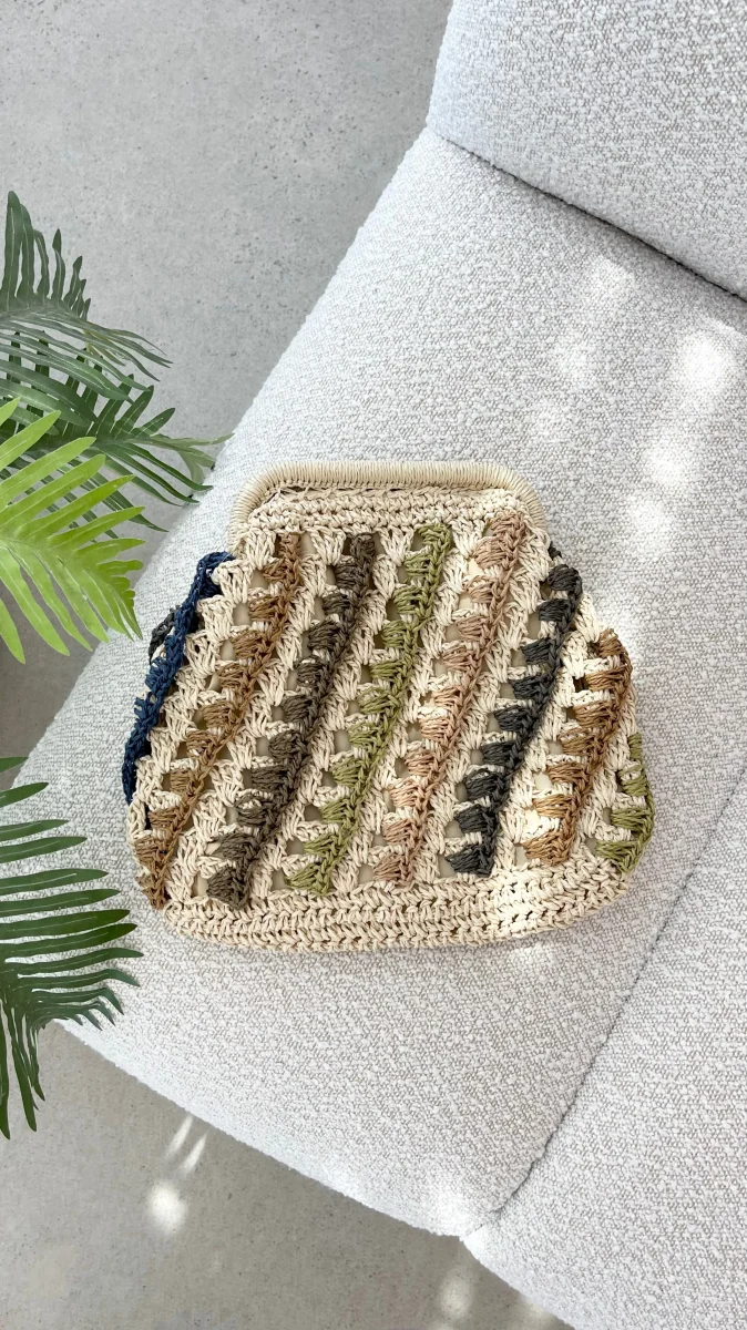 Eadie Multi/Natural Crochet Clutch - Image 4