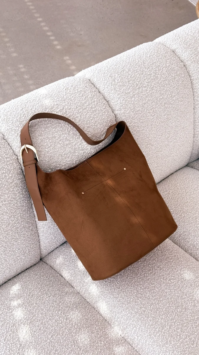 Cali Suede Beige Shoulder Bag
