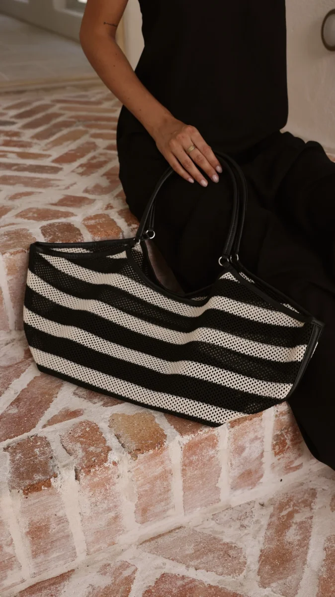 Woven Sport Tote - Black/Natural - Image 4