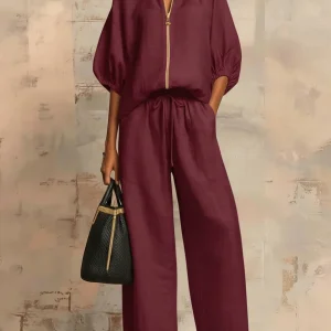 Alba | Camisa de estilo descontraído e calças de perna larga
